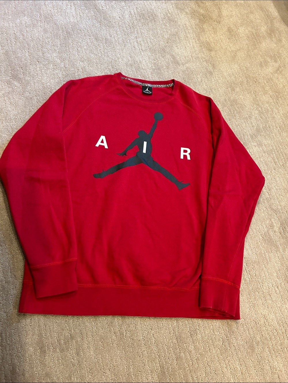 Jordan Red Crewneck with Black Jumpman and White AIR Letters